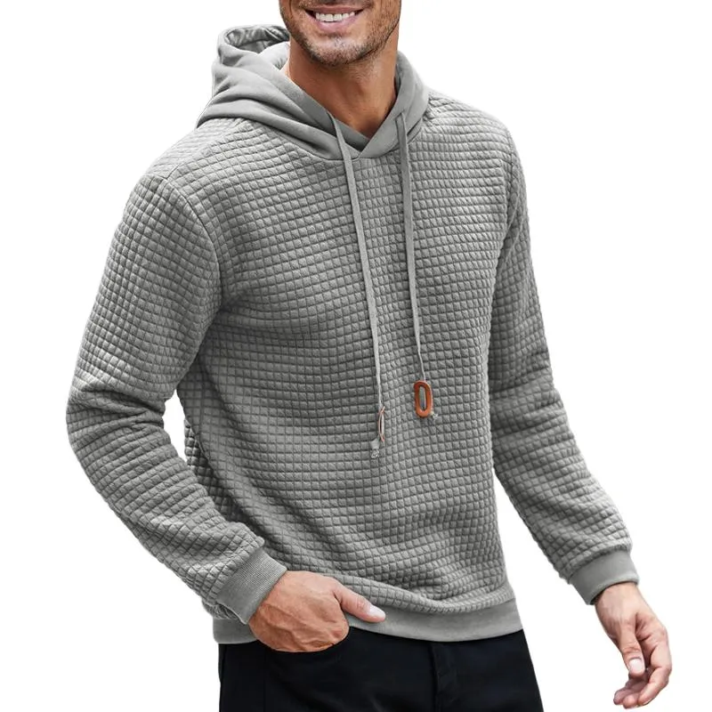 Men's Solid Color Textured Long Sleeve Casual Hoodie 18600396Z sold by Manly