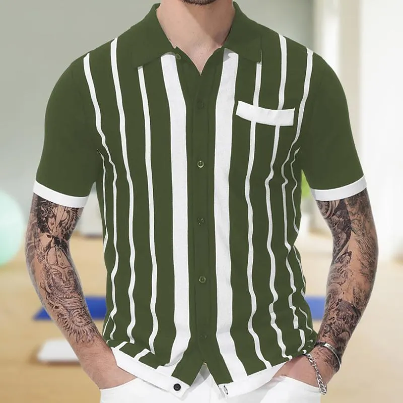 Men's Casual Striped Jacquard Knit Short Sleeve Polo Shirt 39101215M sold by Manly product image thumbnail 4