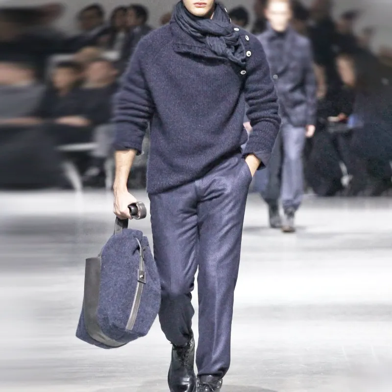 Men's Solid Color Buttons Collar Long Sleeve Sweater 21588765Z sold by Manly product image thumbnail 5