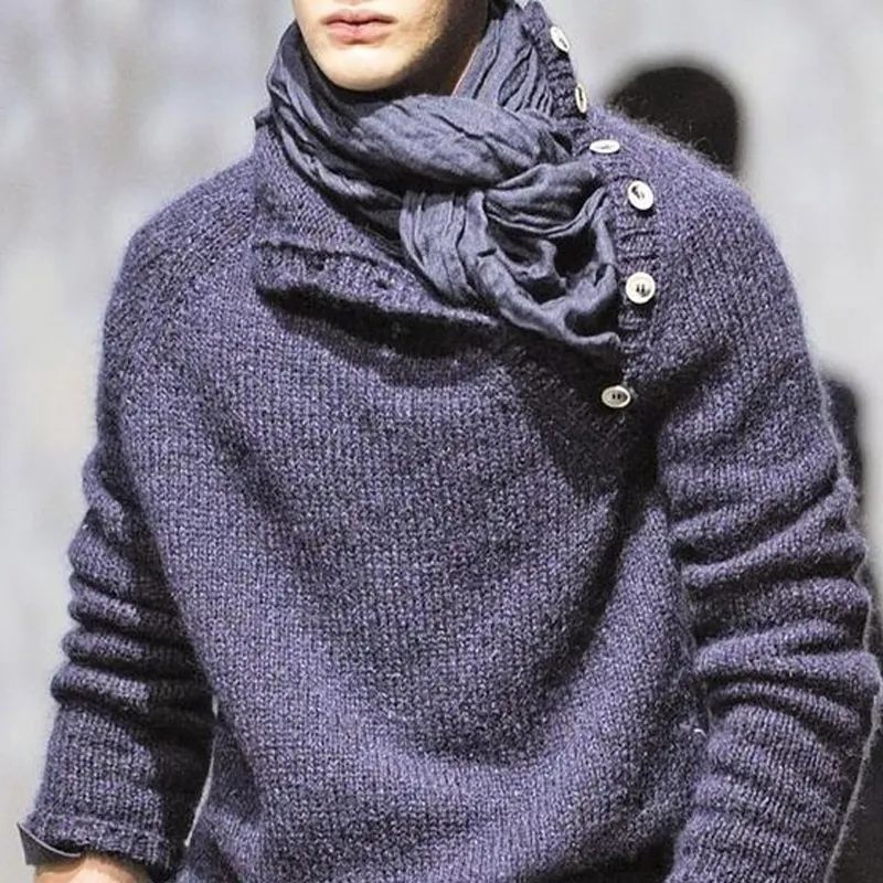 Men's Solid Color Buttons Collar Long Sleeve Sweater 21588765Z sold by Manly product image thumbnail 3