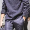Men's Solid Color Buttons Collar Long Sleeve Sweater 21588765Z sold by Manly