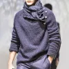 Men's Solid Color Buttons Collar Long Sleeve Sweater 21588765Z sold by Manly