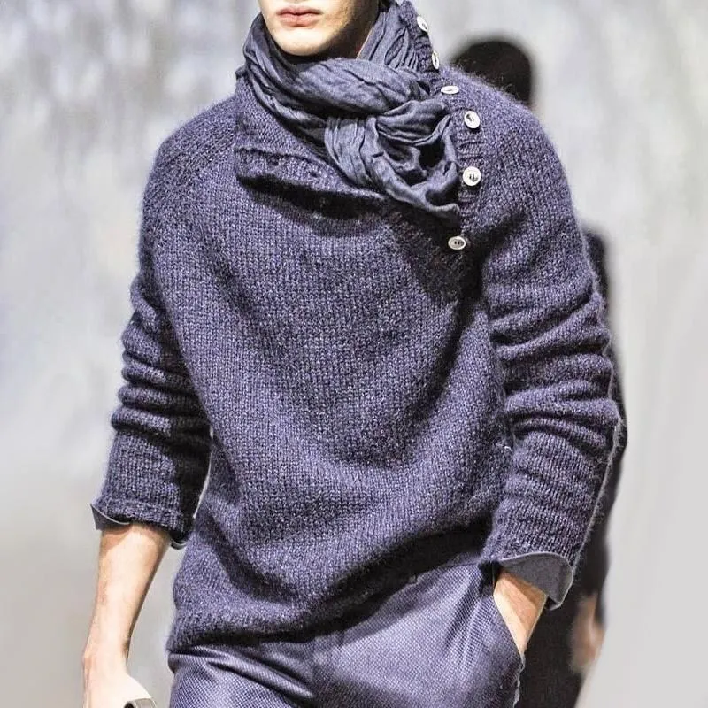 Men's Solid Color Buttons Collar Long Sleeve Sweater 21588765Z sold by Manly product image thumbnail 2