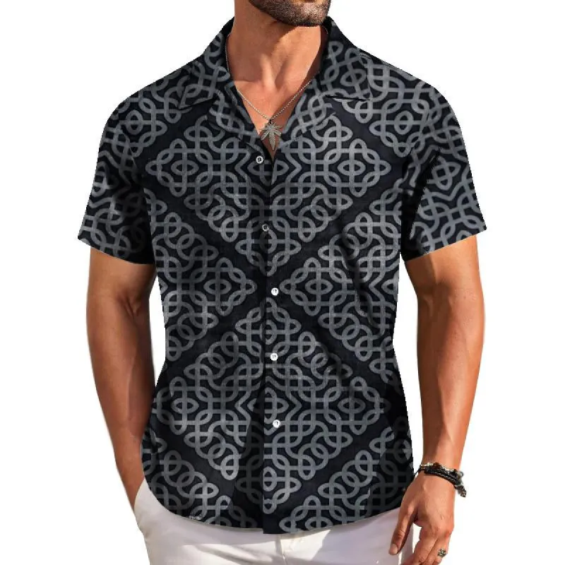 Men's Retro Palace Style Lapel Short-sleeved Shirt 40710447TO sold by Manly