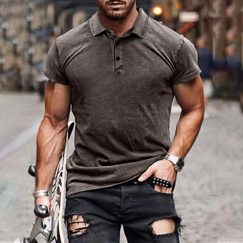 Men's Vintage Distressed Short-sleeved Polo Shirt 65771985TO sold by Manly product image thumbnail 2