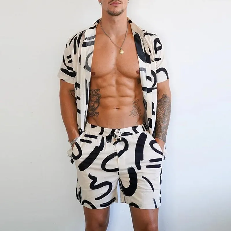 Men's Printed Suit Loose Casual Shirt Shorts Set 97426242X sold by Manly product image thumbnail 2