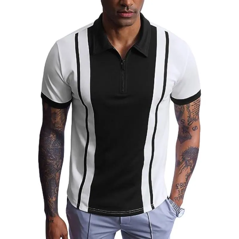 Men's Color Block Short Sleeve Polo Shirt 23634345Y sold by Manly