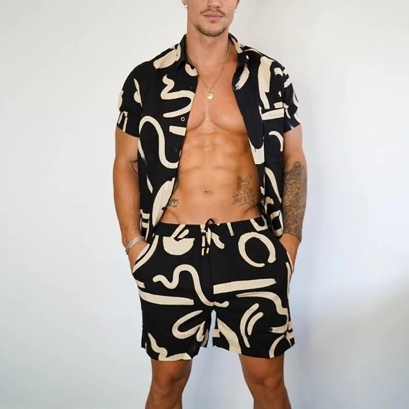 Men's Printed Suit Loose Casual Shirt Shorts Set 97426242X sold by Manly product image thumbnail 4