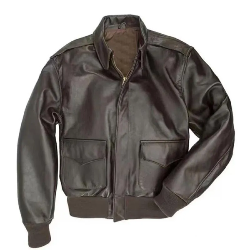 Men's Vintage Lapel Air Force Leather Jacket 31415699M sold by Manly