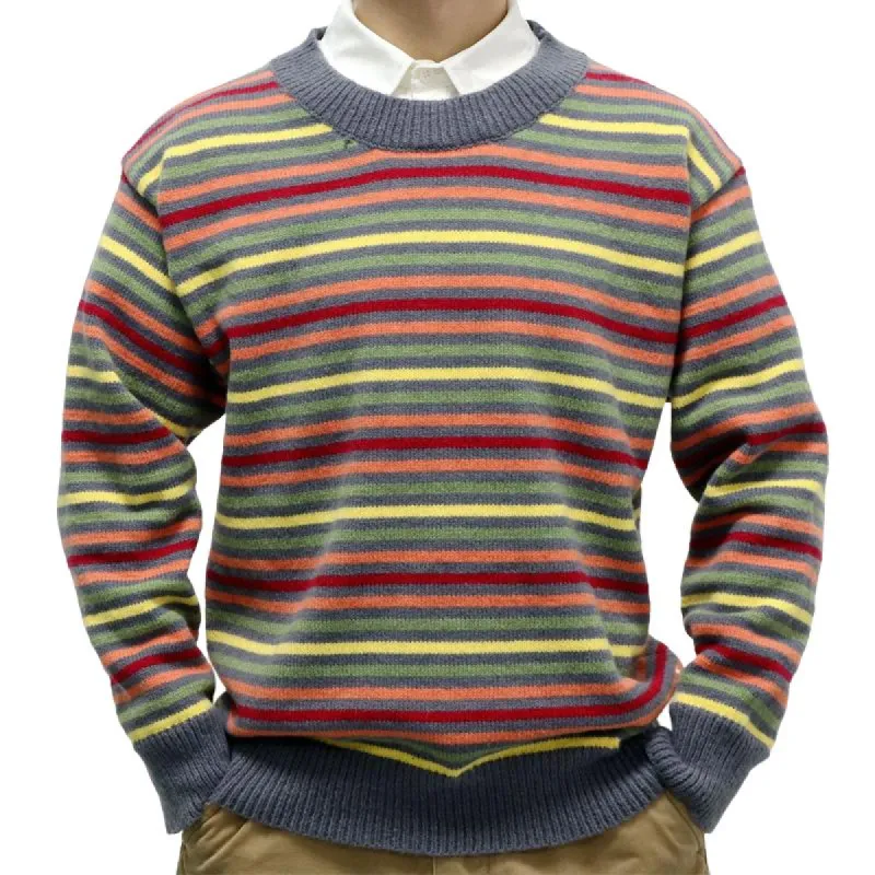 Men's Rainbow Stripe Jacquard Pullover Sweater 08600587X sold by Manly