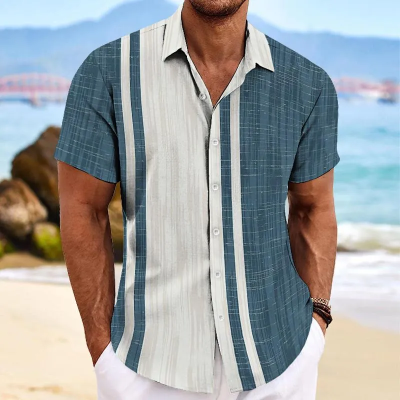 Men's Retro Color Block Print Short Sleeve Shirt 27221148TO sold by Manly product image thumbnail 2
