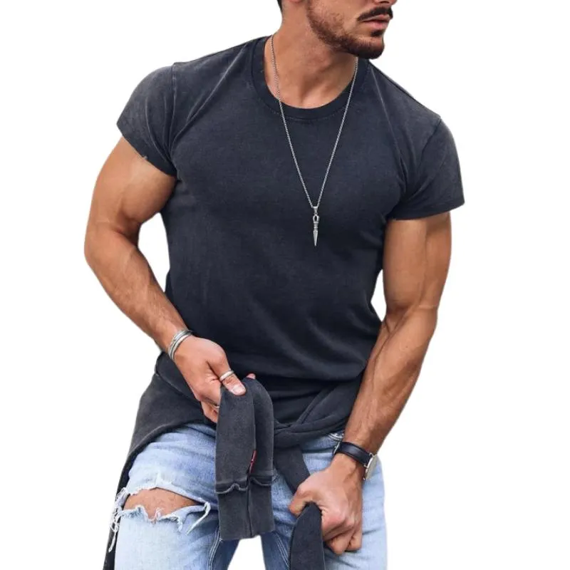 Men's Casual Cotton Blended Round Neck Slim Fit Short Sleeve T-shirt 11374073M sold by Manly