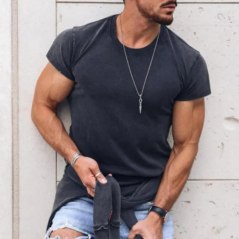 Men's Casual Cotton Blended Round Neck Slim Fit Short Sleeve T-shirt 11374073M sold by Manly product image thumbnail 3
