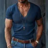 Men's Solid V Neck Short Sleeve Knit T-shirt 80245421Z sold by Manly