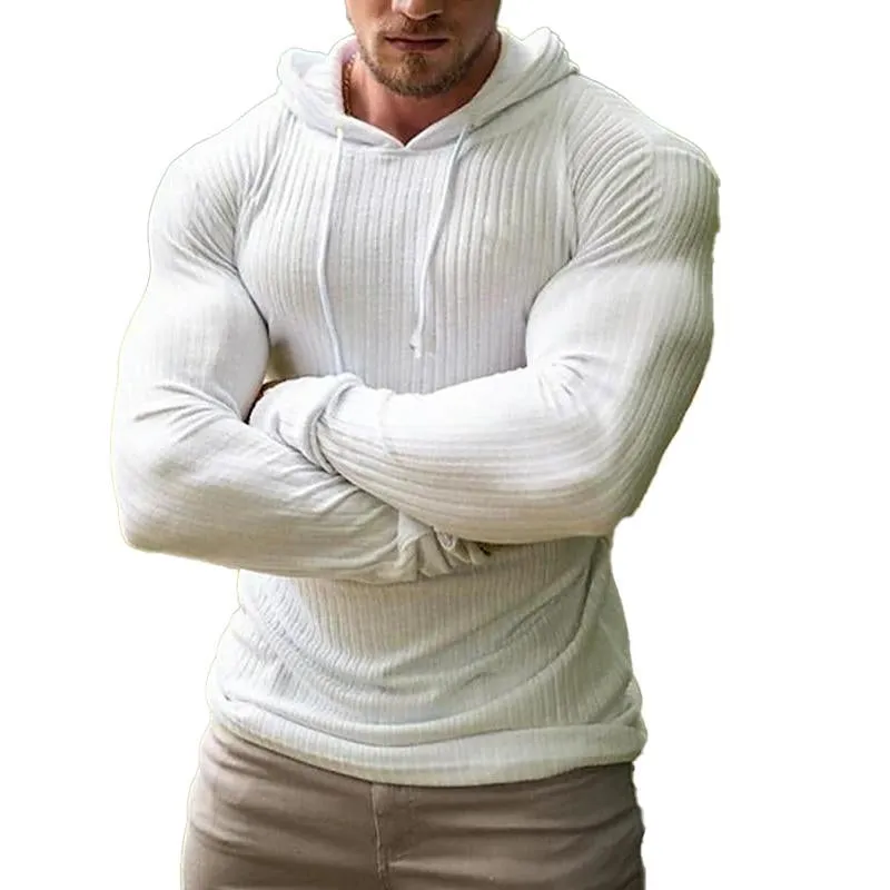 Men's Casual Solid Color Hooded Long Sleeve T-Shirt 53542652Y sold by Manly