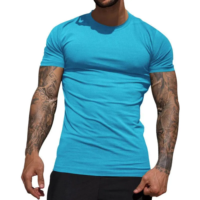 Men's All-match Solid Color Round Neck Short-sleeved T-shirt 61993478X sold by Manly