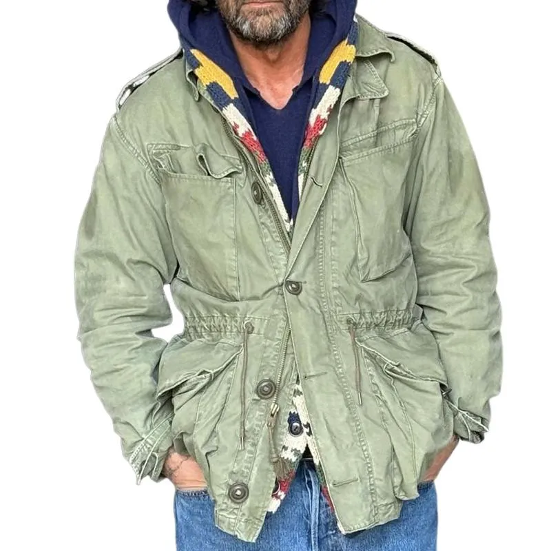 数々の賞を受賞 Casual Vintage Men's Washed Jacket Field Multi-Pocket ジャケット・アウター