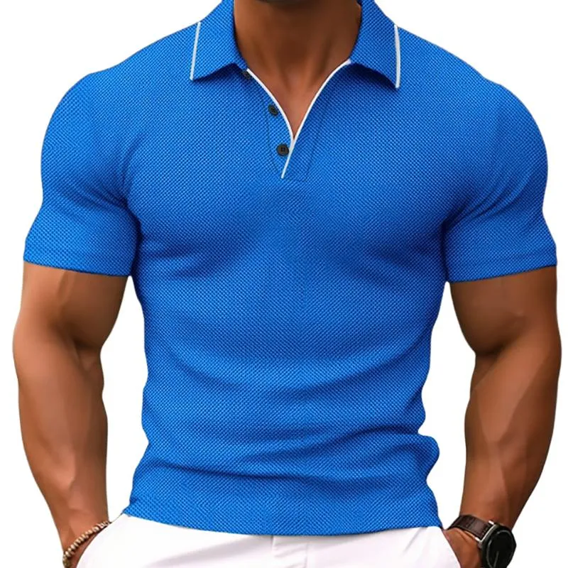 Men's Solid Color Lapel Short-Sleeved Polo Shirt 85775039Y sold by Manly