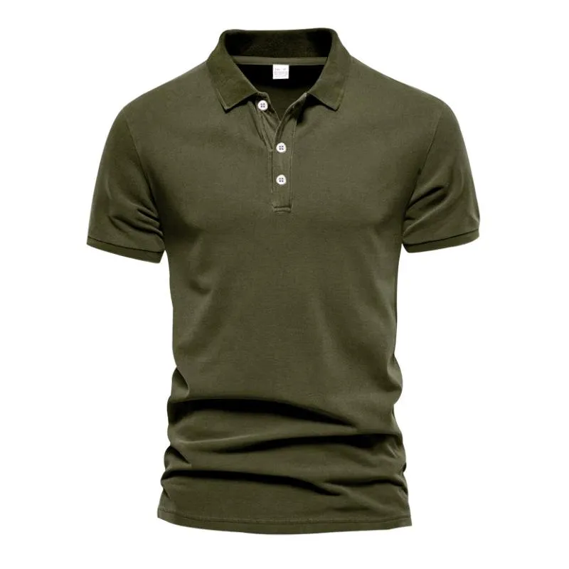 Men's Casual Solid Color Cotton Blended Lapel Short Sleeve Polo Shirt 54465759M sold by Manly product image thumbnail 3