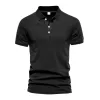 Men's Casual Solid Color Cotton Blended Lapel Short Sleeve Polo Shirt 54465759M sold by Manly