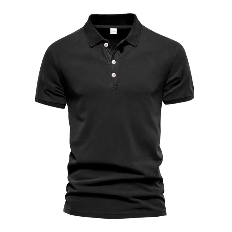 Men's Casual Solid Color Cotton Blended Lapel Short Sleeve Polo Shirt 54465759M sold by Manly product image thumbnail 2