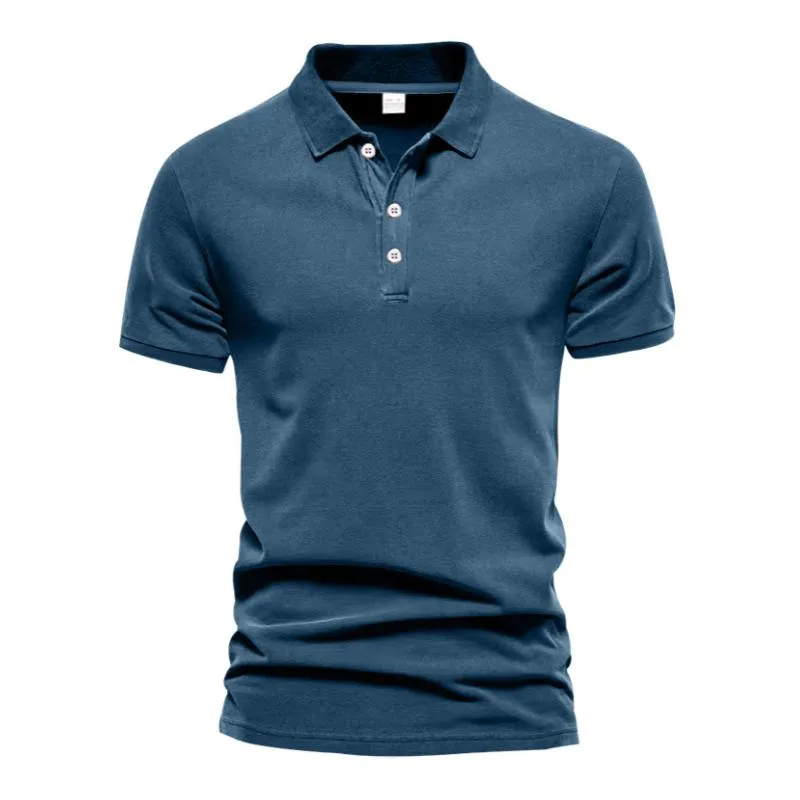 Men's Casual Solid Color Cotton Blended Lapel Short Sleeve Polo Shirt 54465759M sold by Manly product image thumbnail 5