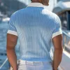 Men's Contrast Color Knitted Short-sleeved POLO Shirt 50946670X sold by Manly