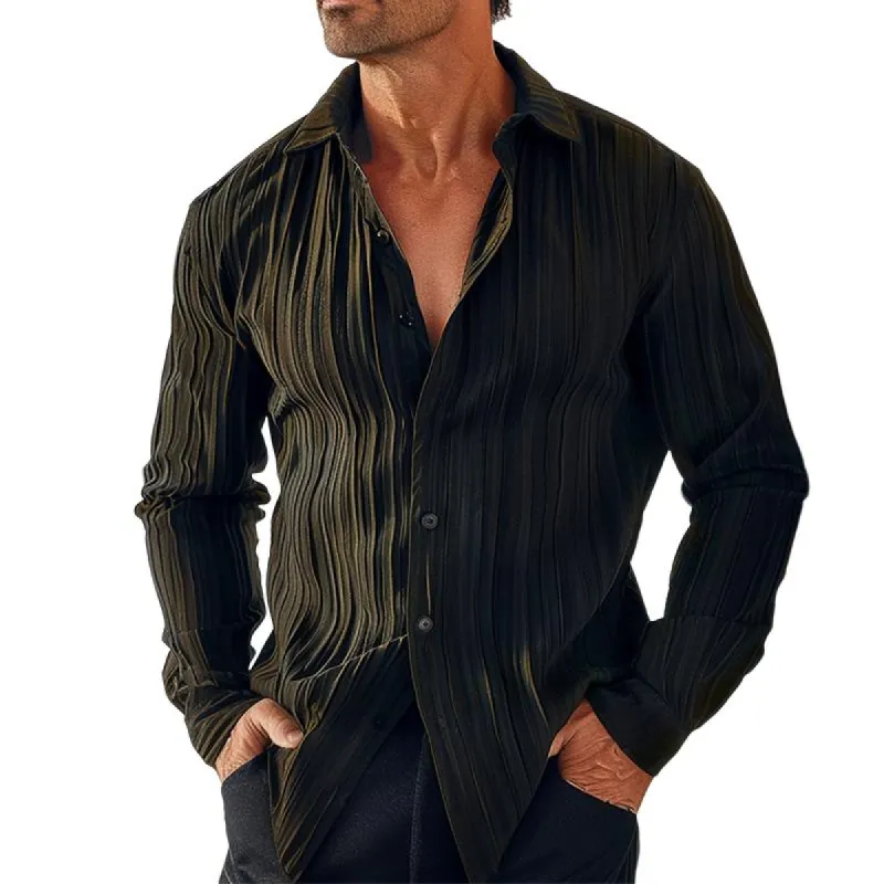 Men's Casual Irregular Textured Lapel Shirt 48194317TO sold by Manly