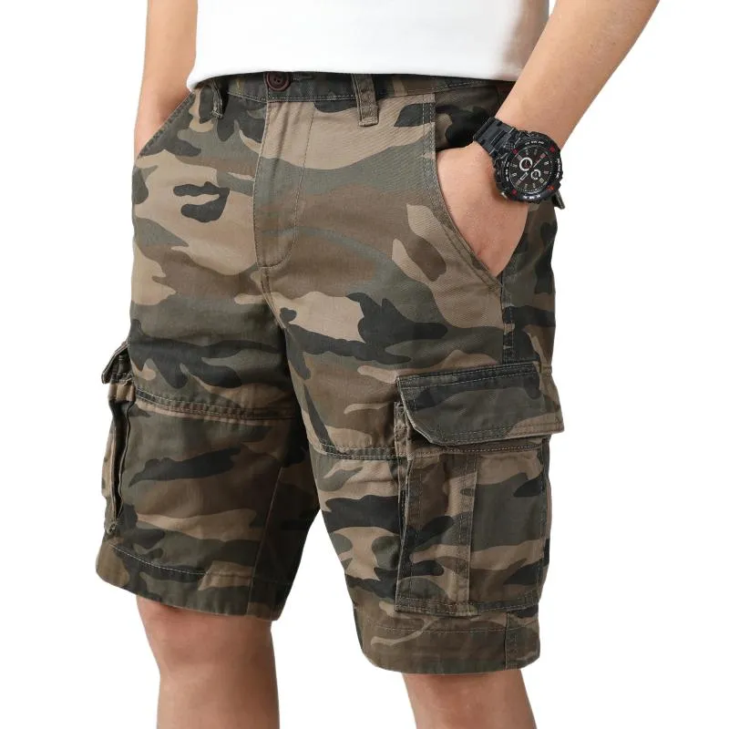 Men's Retro Outdoor Camouflage Cotton Multi-Pocket Cargo Shorts 42297089M sold by Manly