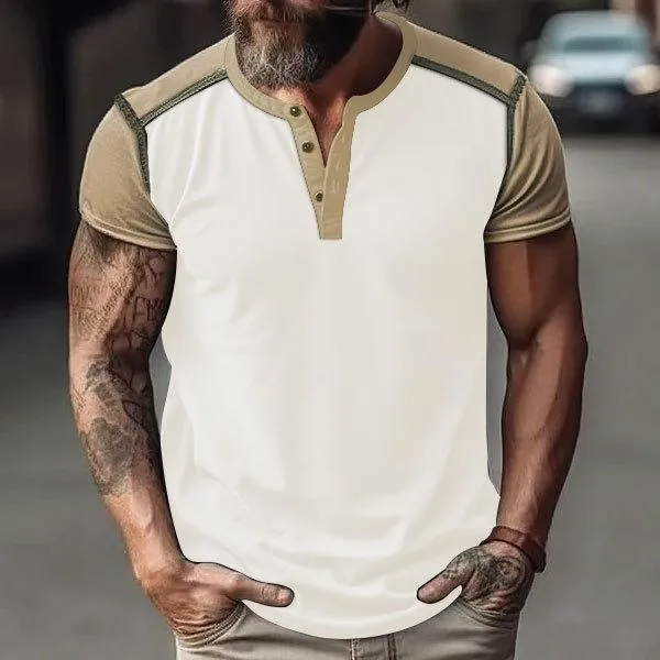 Men's Color Block Henley Collar Short Sleeve T-Shirt 23456326Y sold by Manly product image thumbnail 5