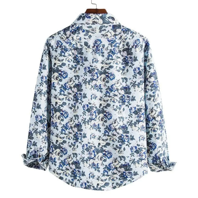 Men's Printed Casual Slim Lapel Long Sleeve Shirt 60431759X sold by Manly product image thumbnail 5