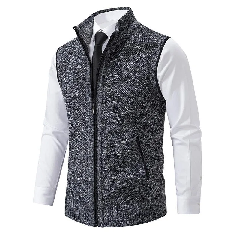Men's Casual Solid Color Stand Collar Sleeveless Knitted Vest 19972434Y sold by Manly product image thumbnail 5