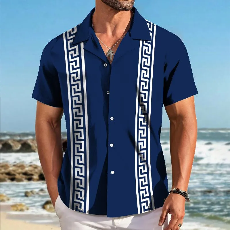 Men's Retro Simple Back Pattern Short-sleeved Shirt 34775430TO sold by Manly product image thumbnail 2