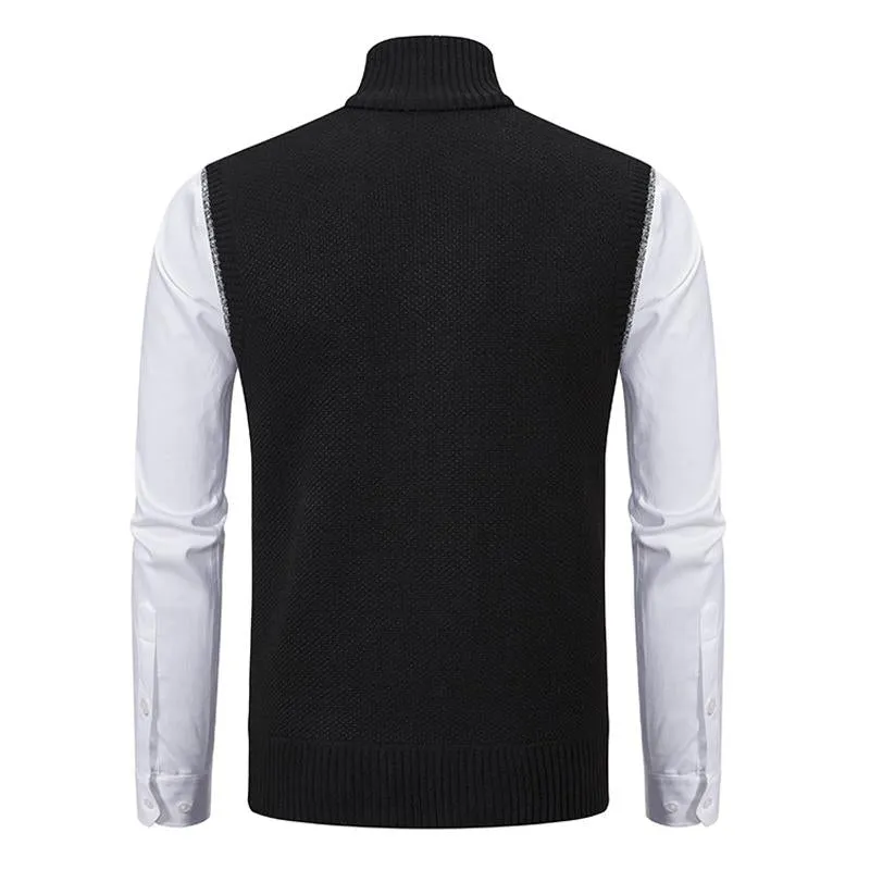 Men's Casual Solid Color Stand Collar Sleeveless Knitted Vest 19972434Y sold by Manly product image thumbnail 2