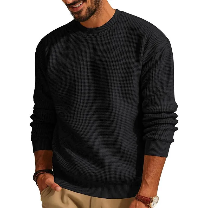 Men's Solid Color Crew Neck Pullover Waffle Knit Sweater 33644630X sold by Manly product image thumbnail 2