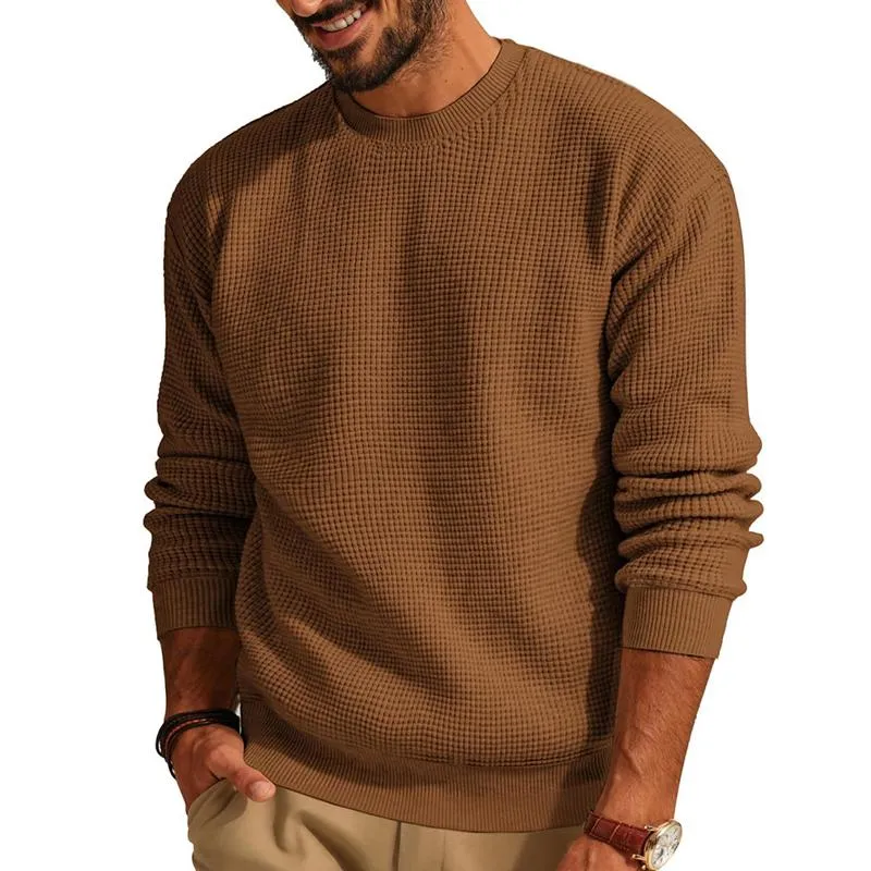 Men's Solid Color Crew Neck Pullover Waffle Knit Sweater 33644630X sold by Manly product image thumbnail 3