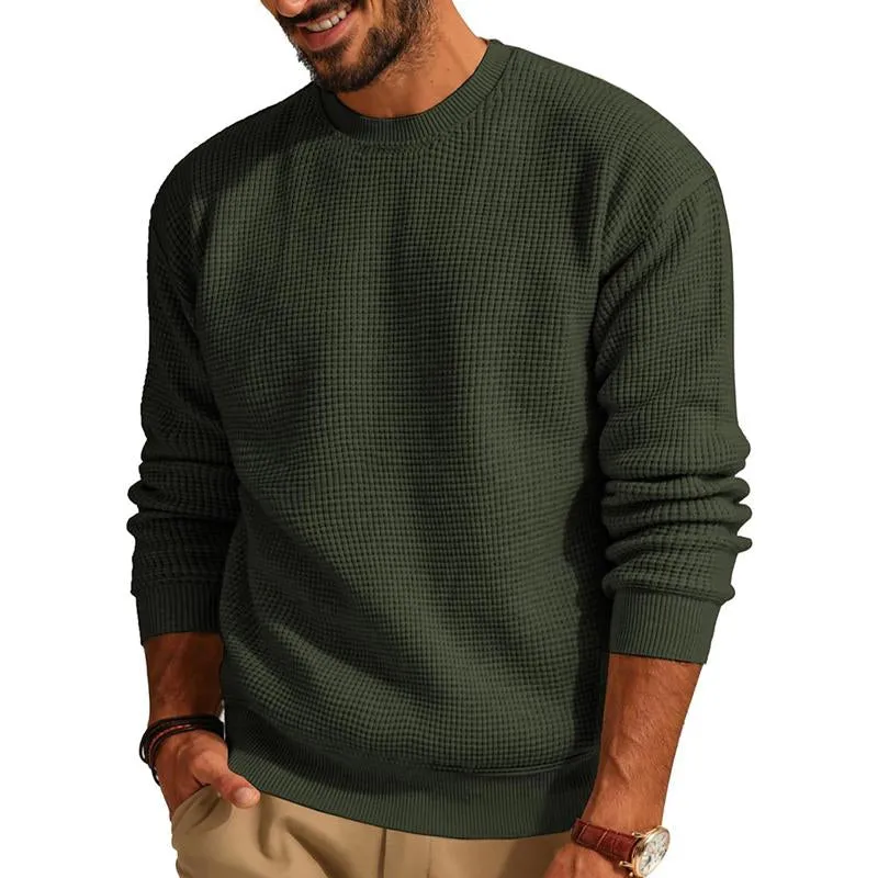 Men's Solid Color Crew Neck Pullover Waffle Knit Sweater 33644630X sold by Manly product image thumbnail 4