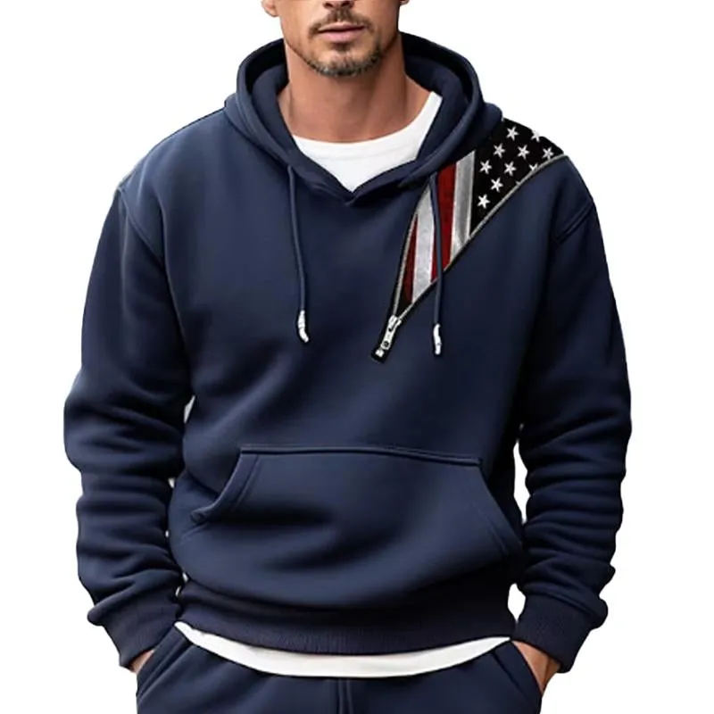 Men's Casual Flag Print Hoodie 33250049Y sold by Manly