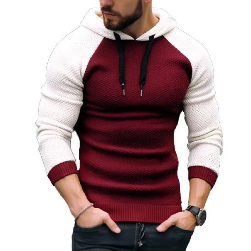 Men's Colorblock Hooded Slim Fit Long Sleeve Sweater 32366763Y sold by Manly