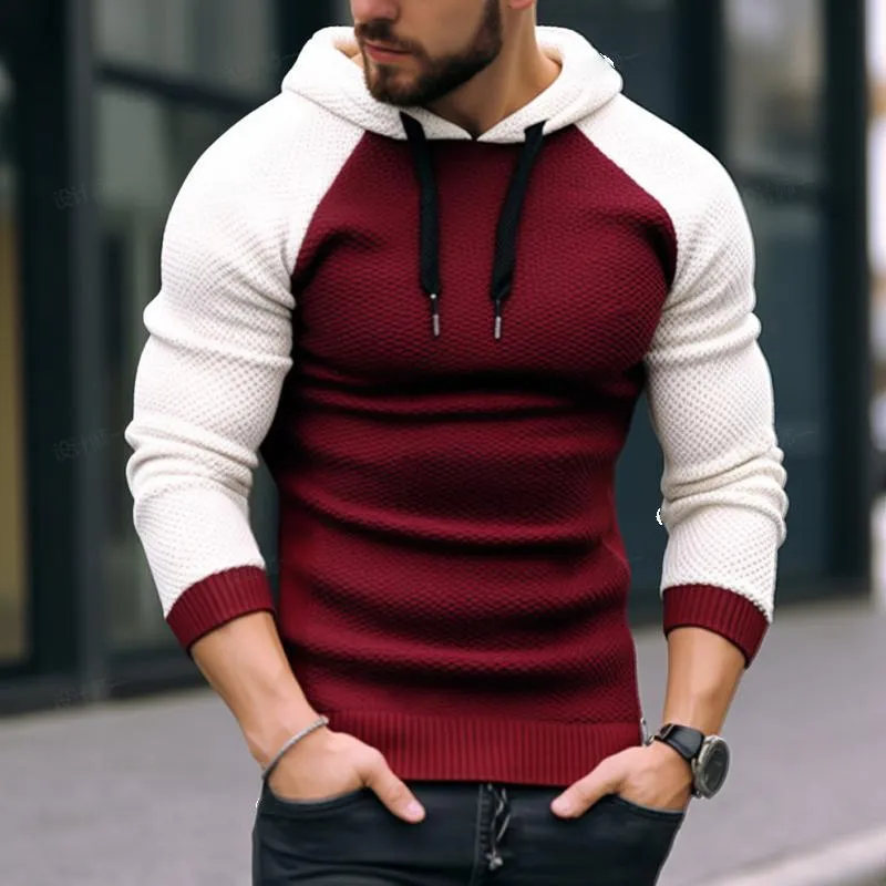 Men's Colorblock Hooded Slim Fit Long Sleeve Sweater 32366763Y sold by Manly product image thumbnail 2