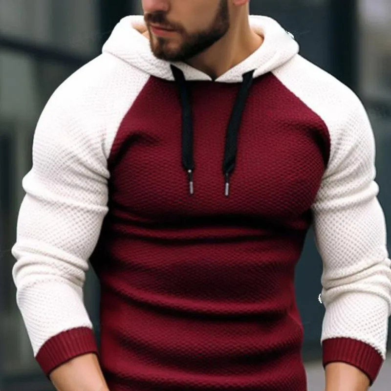 Men's Colorblock Hooded Slim Fit Long Sleeve Sweater 32366763Y sold by Manly product image thumbnail 3