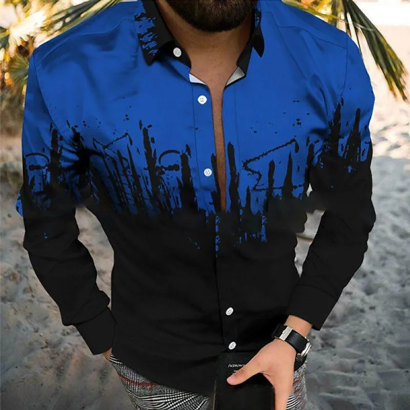 Men's Retro Casual Gradient Colorblock Lapel Shirt 42623869TO sold by Manly product image thumbnail 5