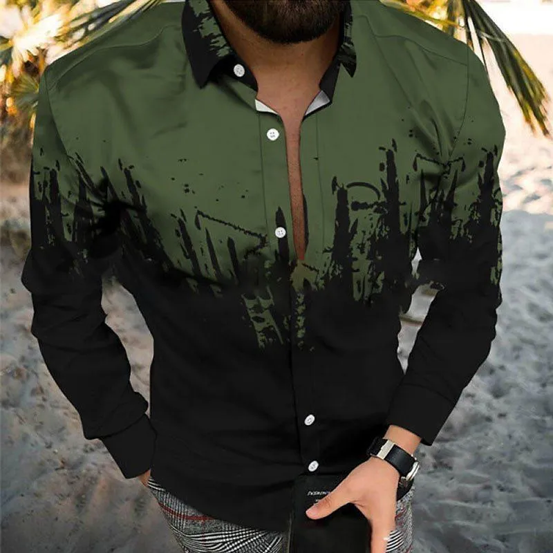 Men's Retro Casual Gradient Colorblock Lapel Shirt 42623869TO sold by Manly product image thumbnail 3