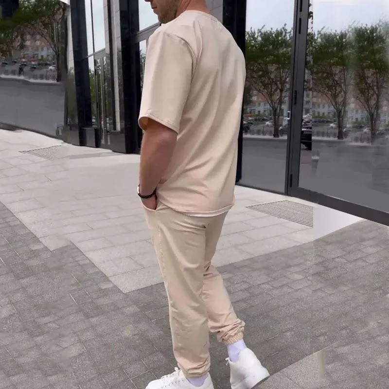 Men's Solid Color Sports Casual Short-Sleeved T-Shirt And Trousers Set 13773823Y sold by Manly product image thumbnail 4