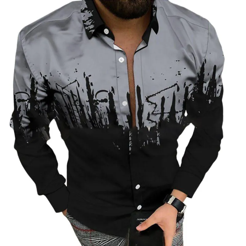 Men's Retro Casual Gradient Colorblock Lapel Shirt 42623869TO sold by Manly