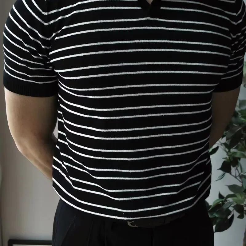 Men's Striped Lapel Short Sleeve Polo Shirt 17204530Z sold by Manly product image thumbnail 4