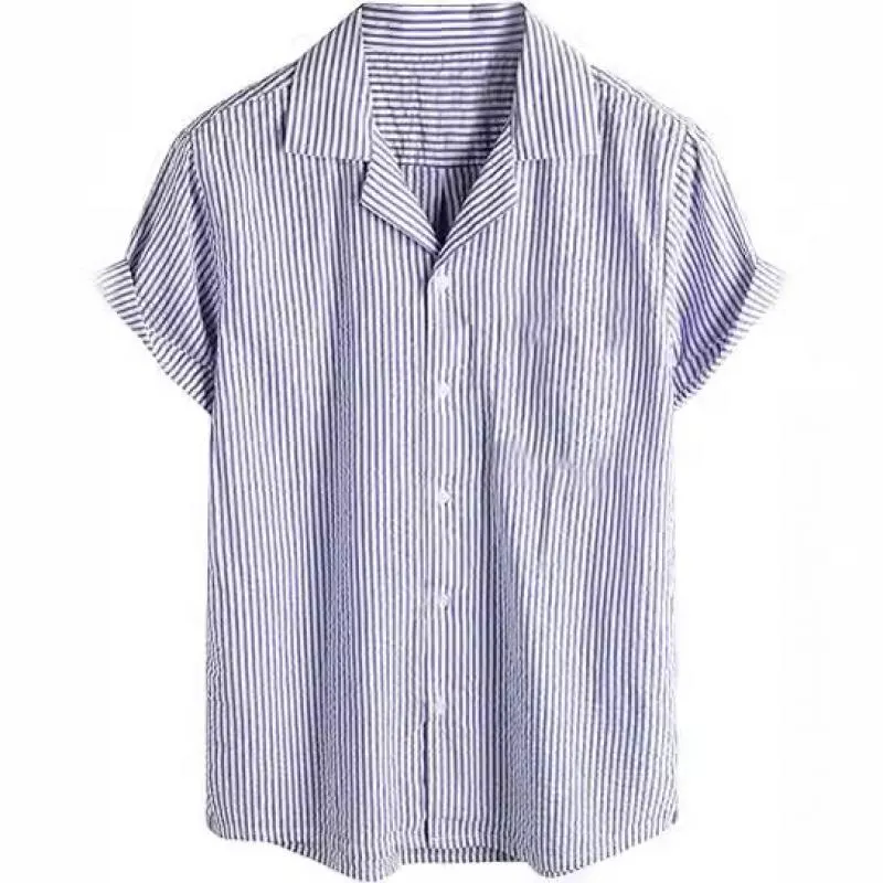 Men's Striped Lapel Short Sleeve Casual Shirt 08243057Z sold by Manly product image thumbnail 4