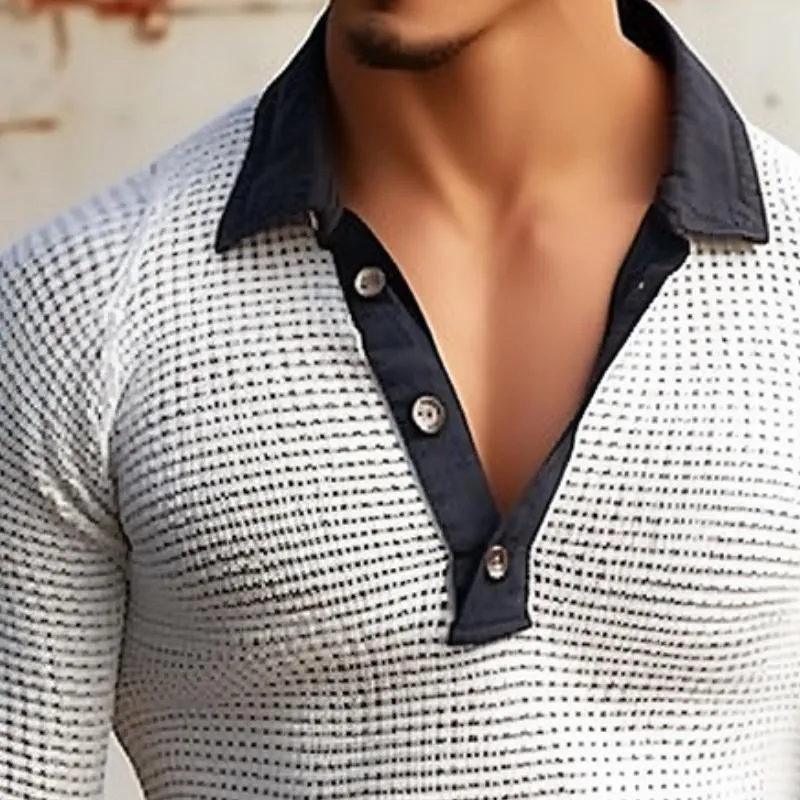 Men's Casual Stitching Lapel Long-sleeved Sweater 89968234TO sold by Manly product image thumbnail 3