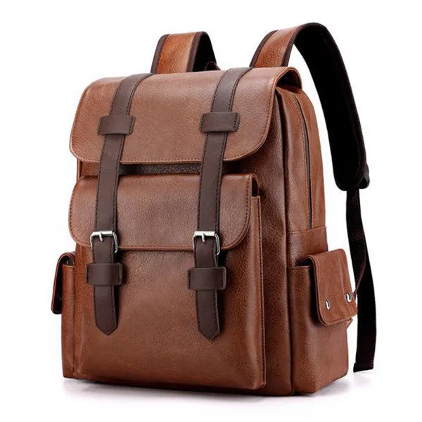 VINTAGE FASHION LEATHER MULTI POCKET BACKPACK 16219572W sold by Manly product image thumbnail 3