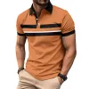 Men's Printed Striped Casual Lapel Buttoned POLO Shirt 74659434X sold by Manly